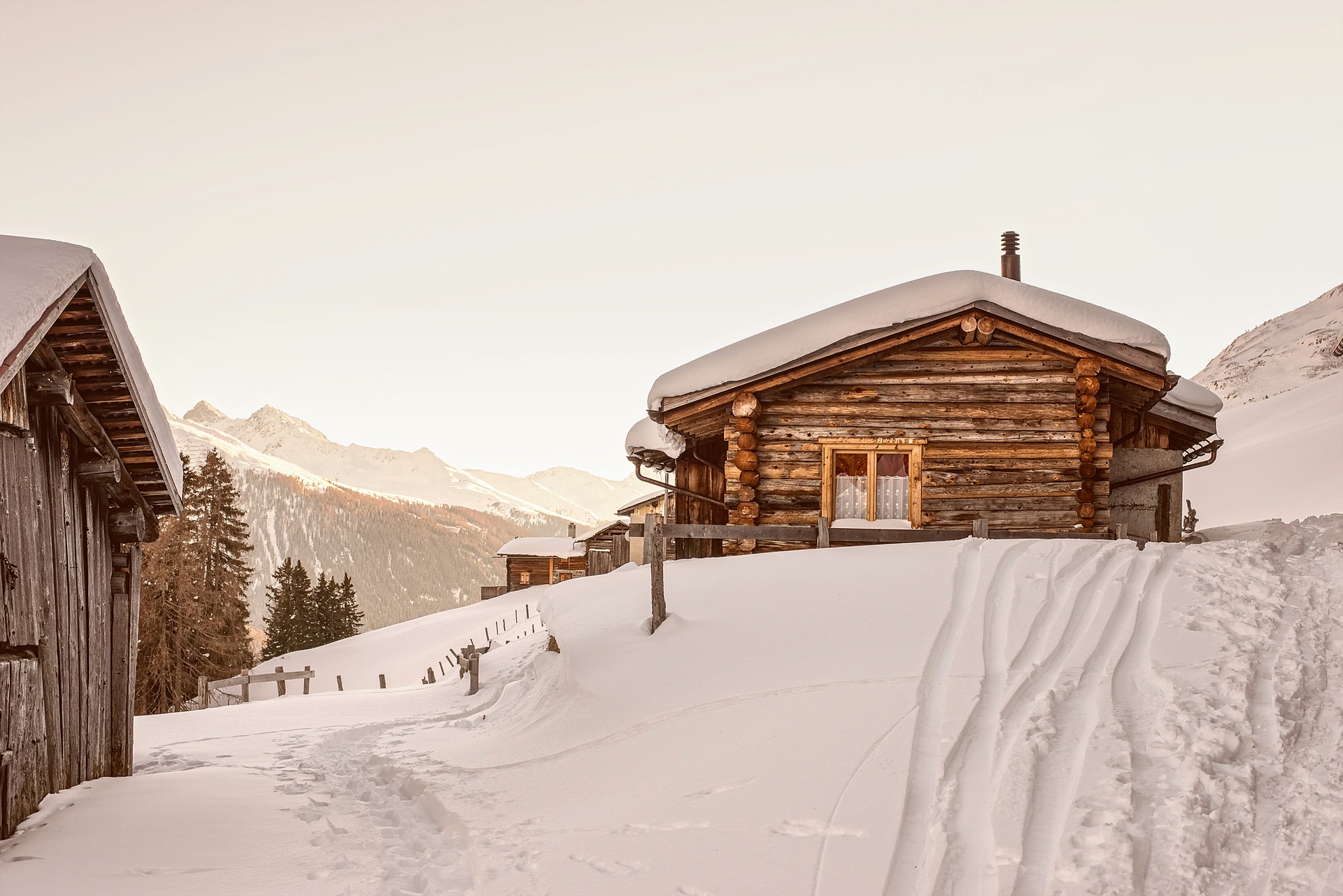 Swiss ski lodge zoom background
